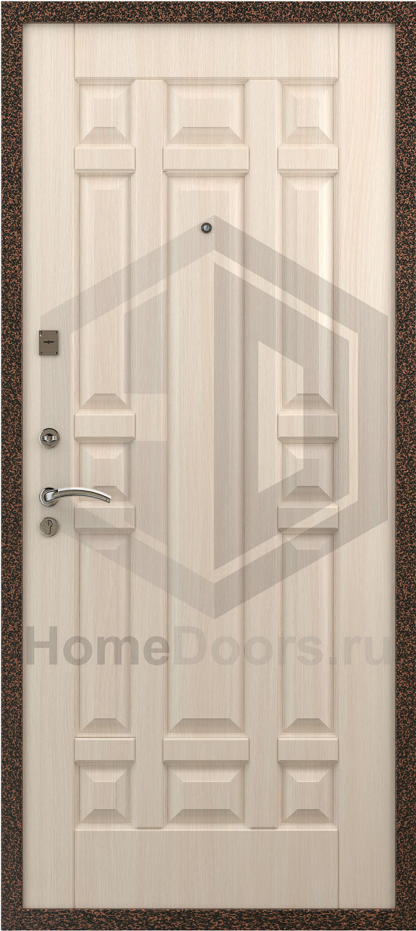 Входная дверь цвет белый дуб МДФ "Бурбон" фото