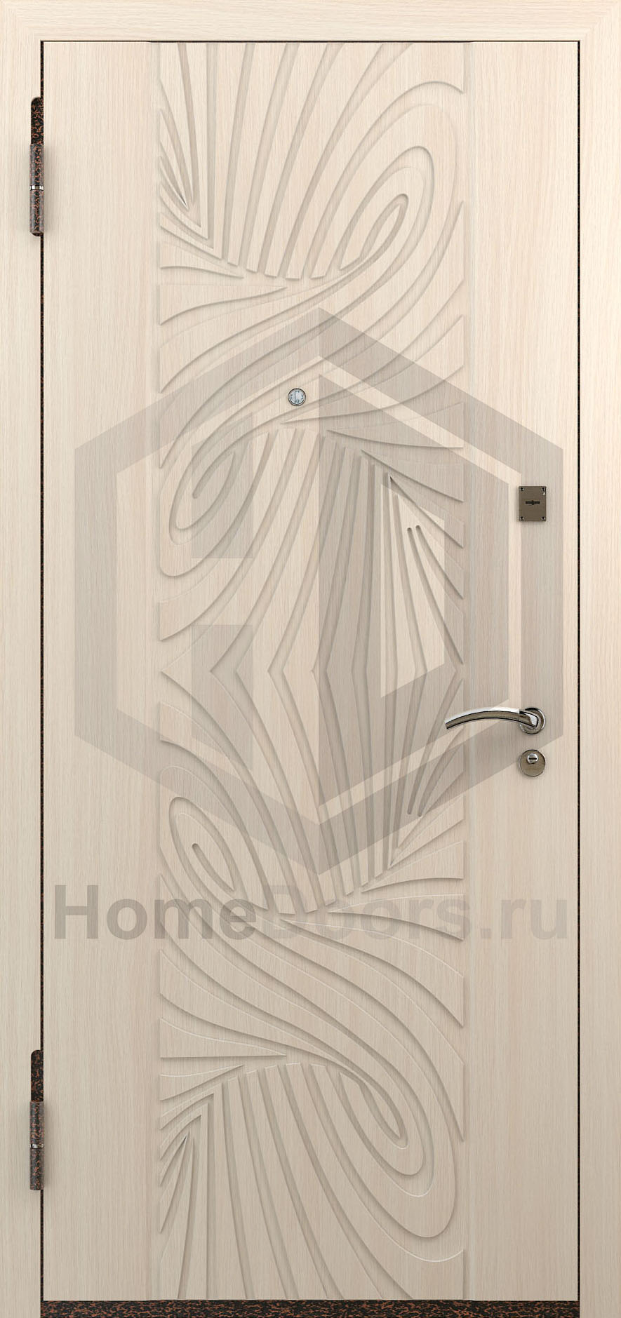 Входная дверь цвет белый дуб МДФ "Сахара" фото