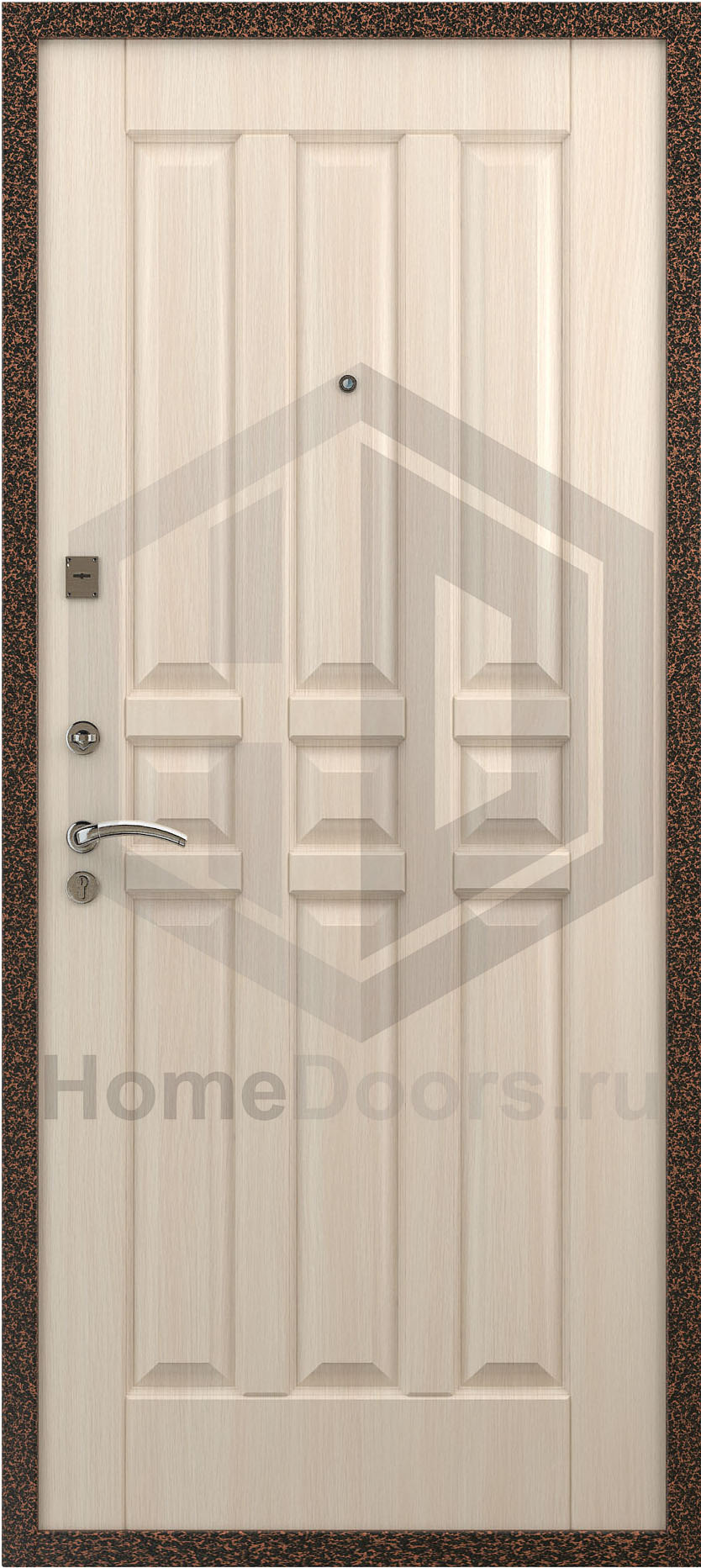 Входная дверь цвет белый дуб "Русич" фото