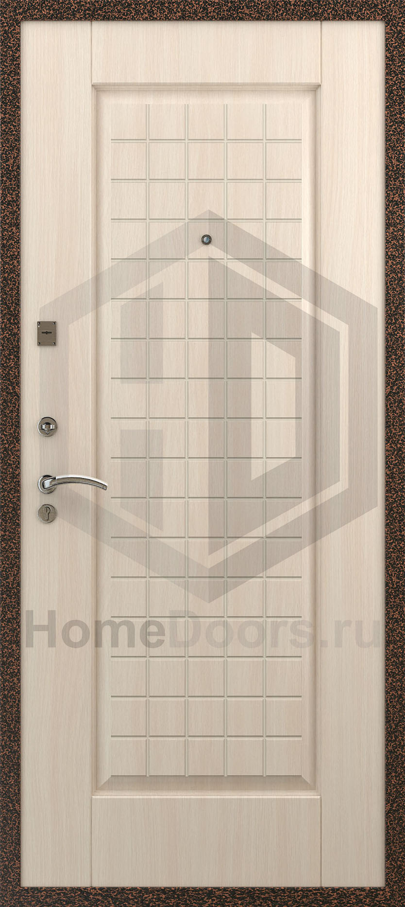 Входная дверь цвет белый дуб МДФ "Гамма" фото