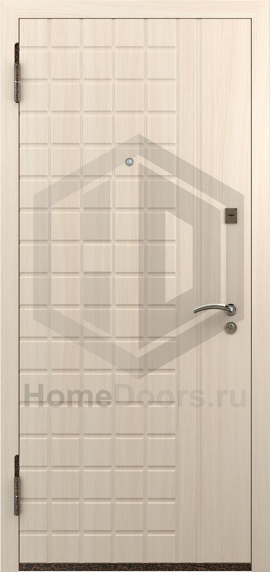 Входная дверь цвет белый дуб МДФ "Твист" фото