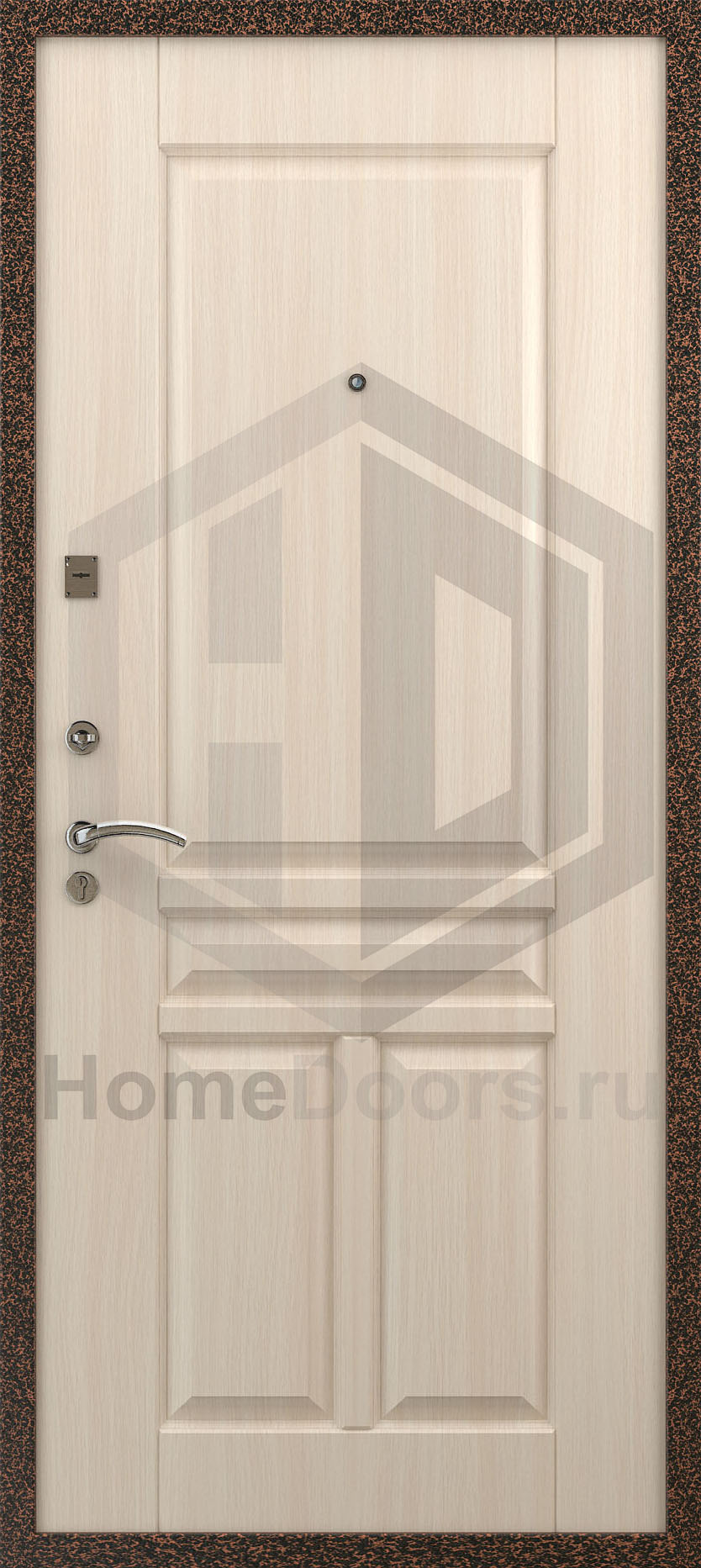 Входная дверь цвет белый дуб МДФ "Рондо" фото