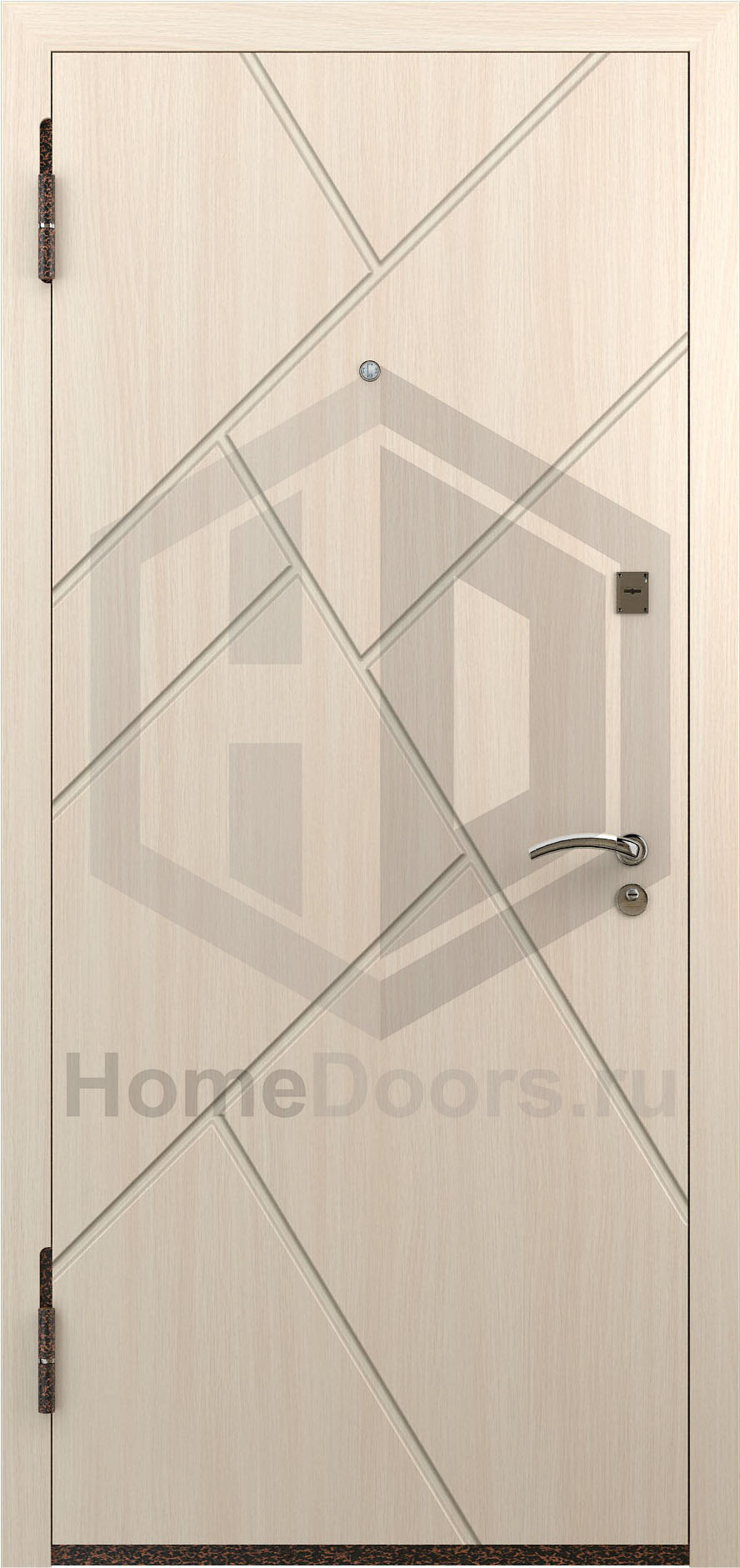 Входная дверь цвет белый дуб МДФ "Сити" фото