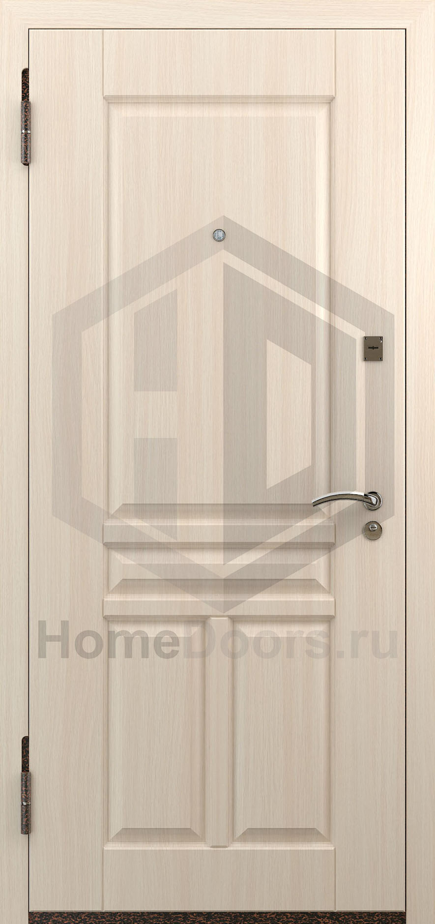 Входная дверь цвет белый дуб МДФ "Рондо" фото