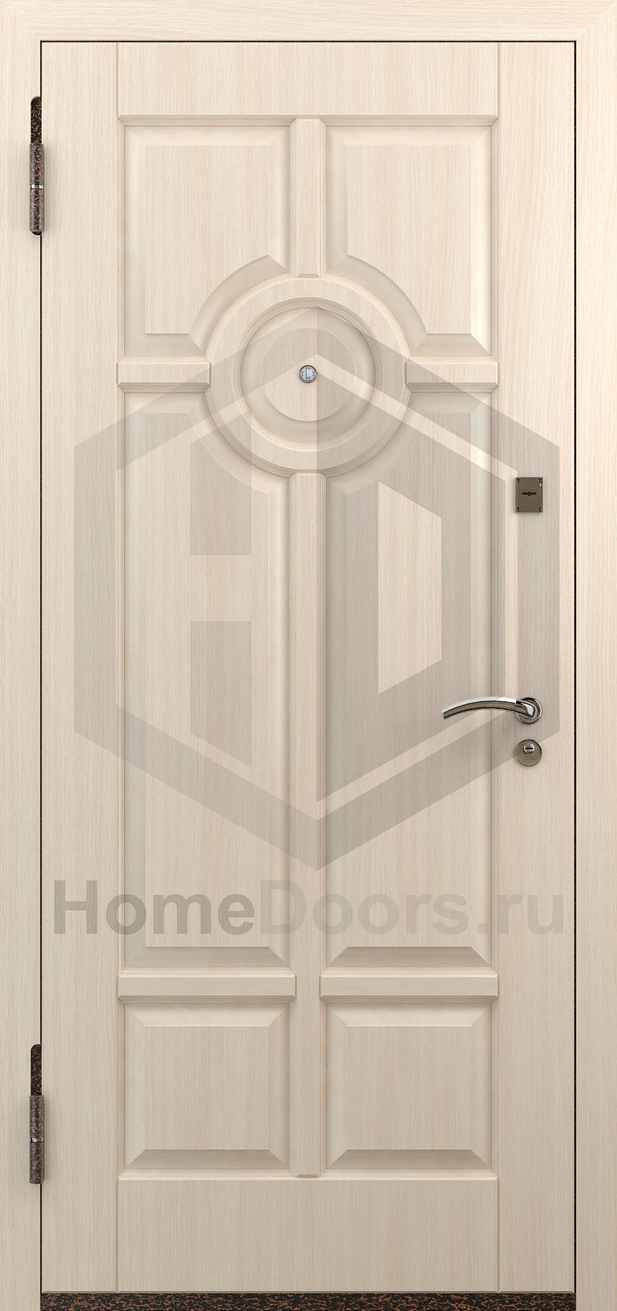 Входная дверь цвет белый дуб МДФ "Монарх" фото