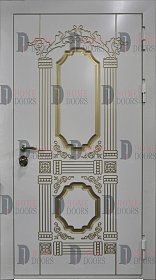 Дверь с золотой патиной белого цвета фото