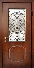 Входная дверь со стеклом и ковкой №46 фото