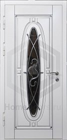 Входная дверь со стеклом и ковкой №40 фото